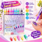 Nail Art Marker Seti 12 Renk Tırnak Boyama Kalemi | 0,5 mm İnce Uç - Görsel 5