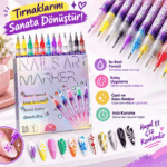 Nail Art Marker Seti 12 Renk Tırnak Boyama Kalemi | 0,5 mm İnce Uç - Görsel 6